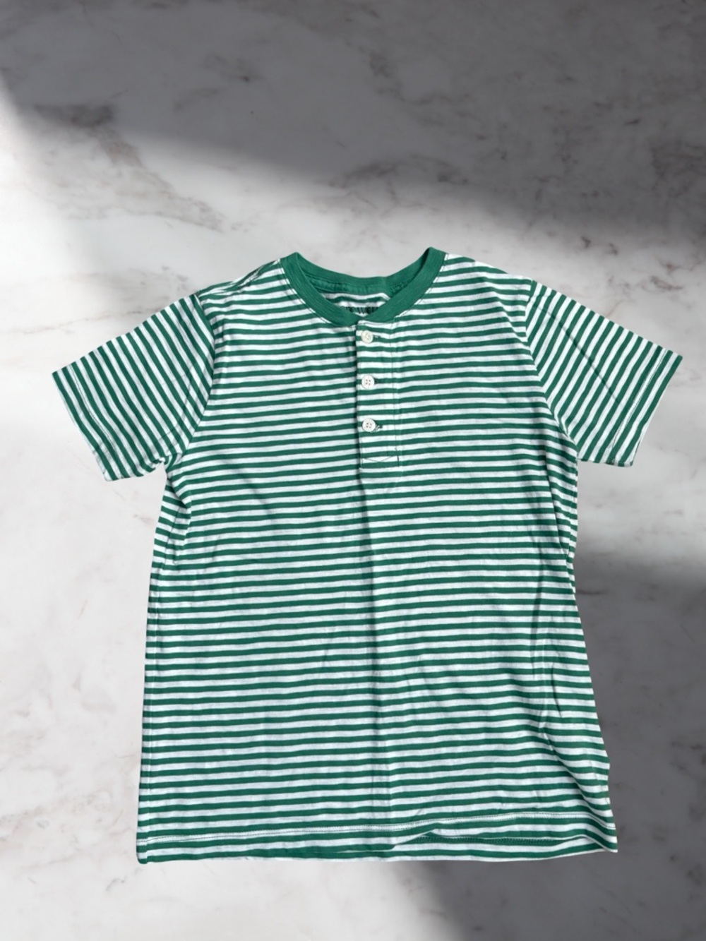 J Crew Cuts Green & White Striped Kids  Tee Size Medium 8/9